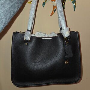 Authentic NWT COACH Tyler Black Pebbled Leather Carryall tote bag